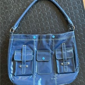 Urban Junket Recycled Purse Laptop Bag EUC Blue Contrast Stitching